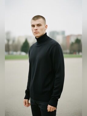 Houston White Men’s Black Turtleneck Sweater NWT XL